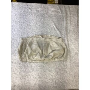 Universal Thread Womens Gauze Tube Top Tan Smocked Strapless L NEW